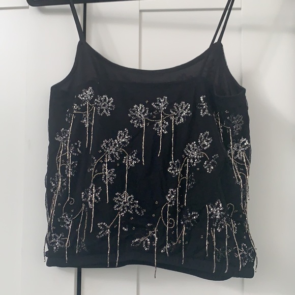 Cute fun Sequin beaded Express black top - Picture 3 of 3